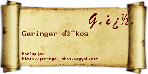 Geringer Ákos névjegykártya